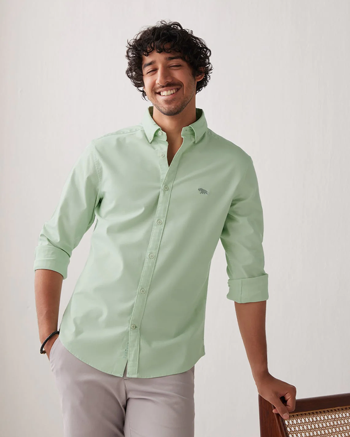 Lemon Green Colored Cotton Shirt