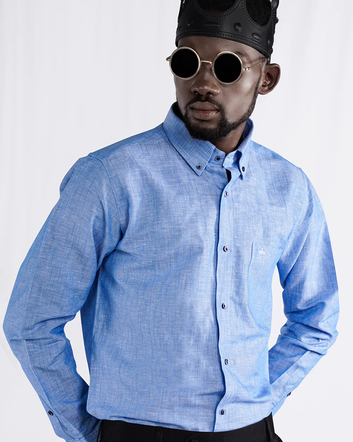 Luxurious Sky Blue Colored Linen Shirt