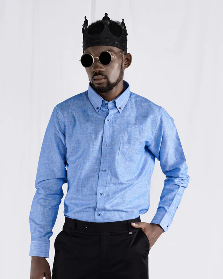 Luxurious Sky Blue Colored Linen Shirt