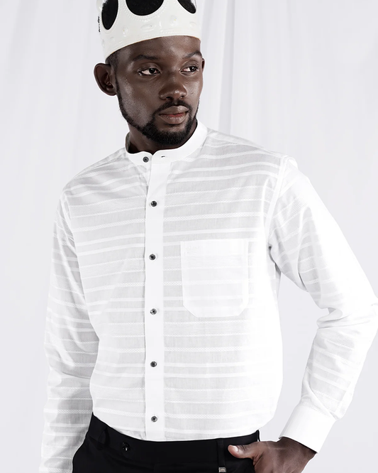 Premium White Colored Cotton Striped Shirt