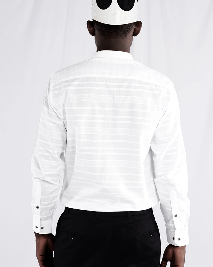 Premium White Colored Cotton Striped Shirt