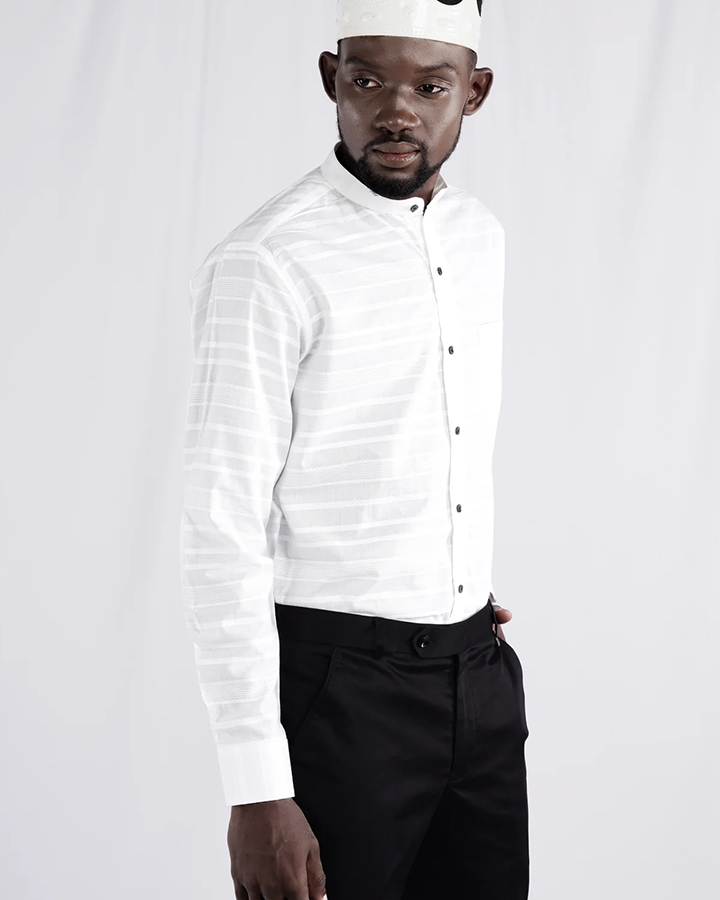 Premium White Colored Cotton Striped Shirt