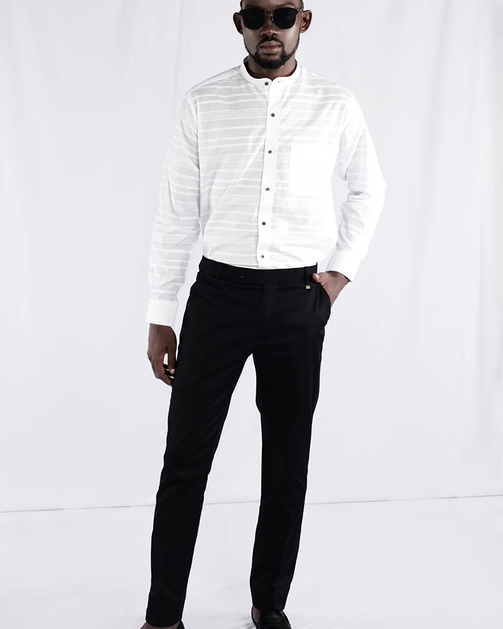 Premium White Colored Cotton Striped Shirt