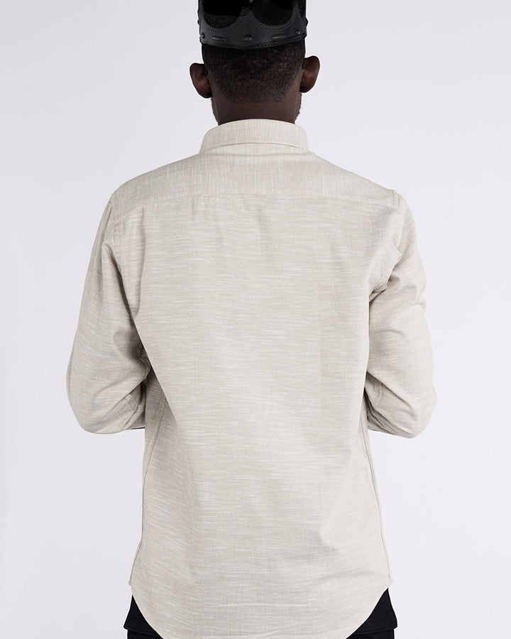 Vanilla Cream Colored Linen Full Sleeve Shirt