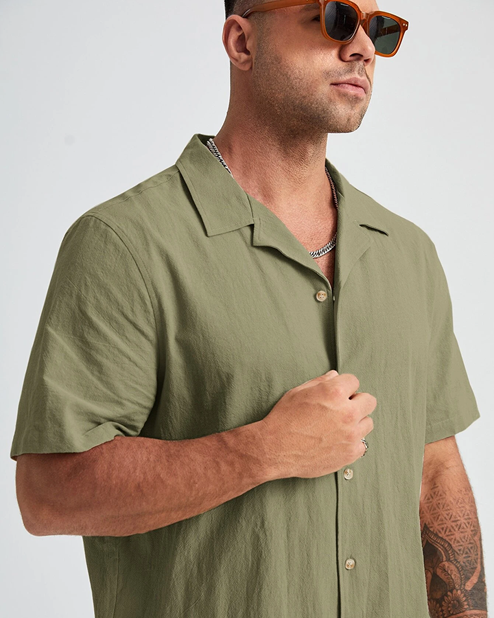 Regular Fit Army Green Colored Cotton Shirt