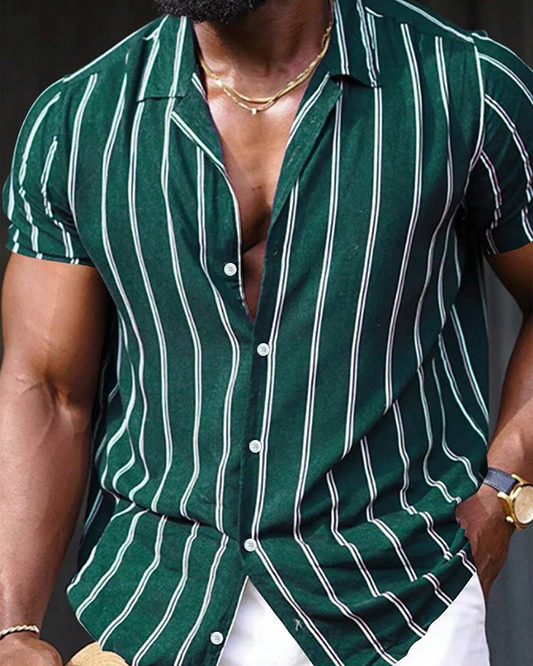 Men's Teal Green Colored Stripe Shirt