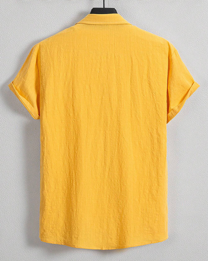 Atrractive Yellow Linen Half Sleeve Shirt