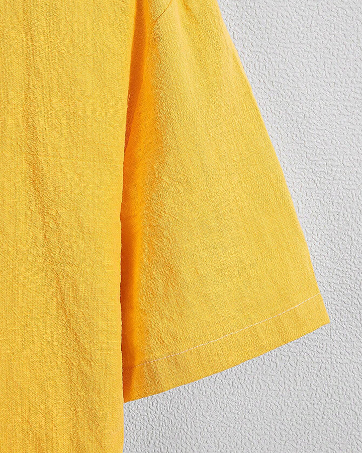 Atrractive Yellow Linen Half Sleeve Shirt