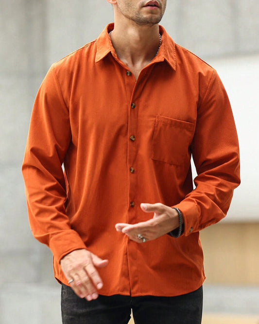 Men's Rust Orange Cotton Solid Shirt