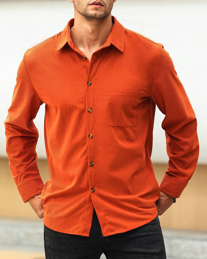 Men's Rust Orange Cotton Solid Shirt