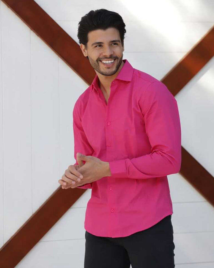 Classic Pink Colored Cotton Plain Shirt