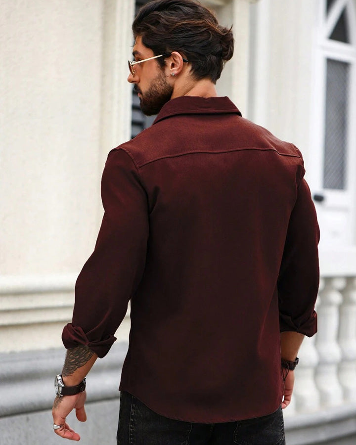 Premium Wine Colored Cotton Shirt