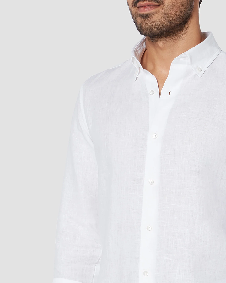 White Colored Linen Shirt