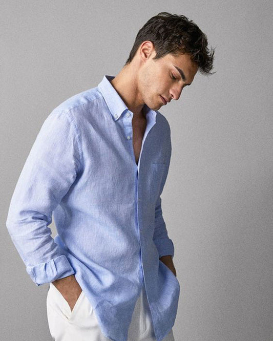 Graceful Light Blue Colored Cotton Full Sleeve Shirt