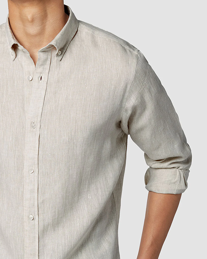 Cream Colored Brushed Linen Full Sleeve Shirt