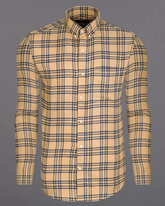 Brown Colored Cotton Checkered Full Sleeve Shirt