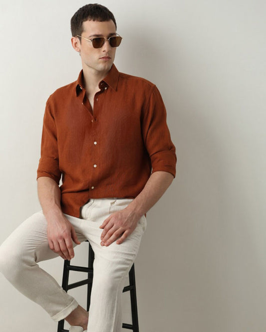 Admiral Rust Semi-Formal Cotton Shirt