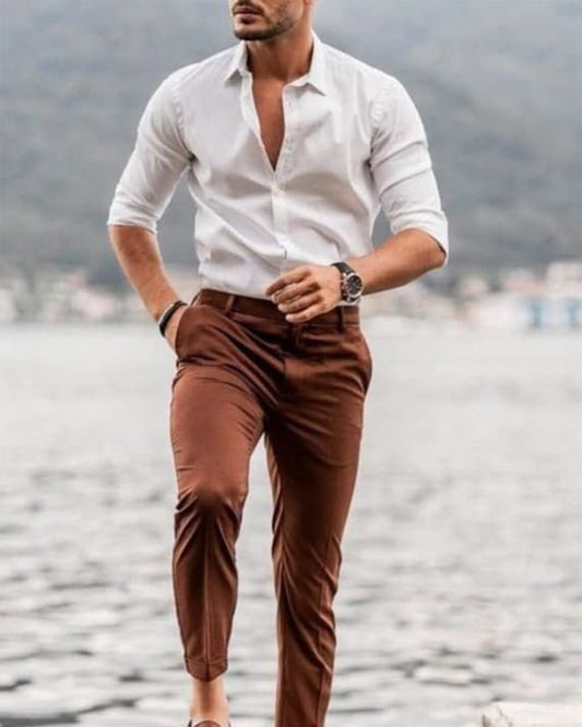 Elegant White Colored Cotton Shirt