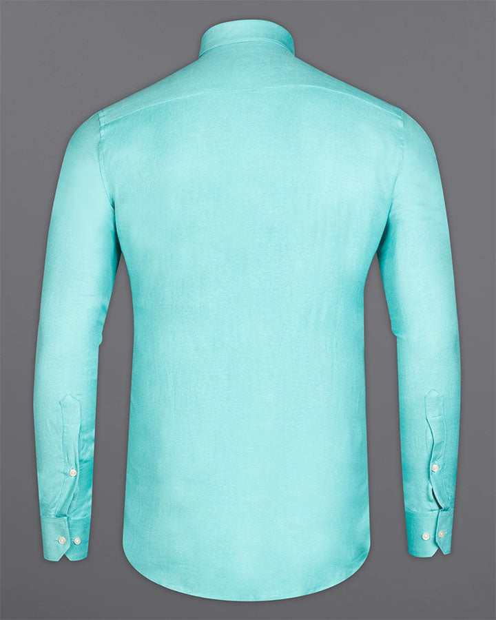 Formal Aqua Blue Colored Linen Solid Shirt