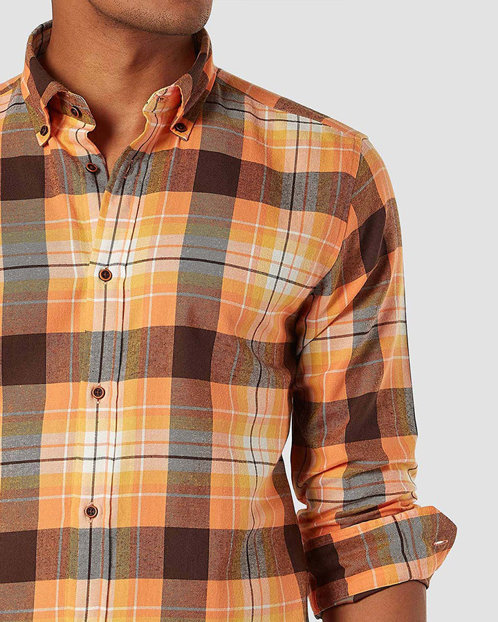 Citrine Crush Checked Cotton Shirt