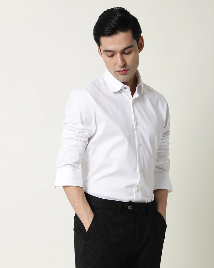 Luxury Plain Cotton White Shirt