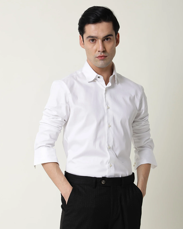 Luxury Plain Cotton White Shirt