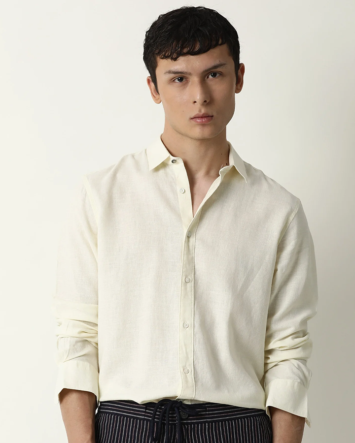 Light Yellow Colored Linen Shirt