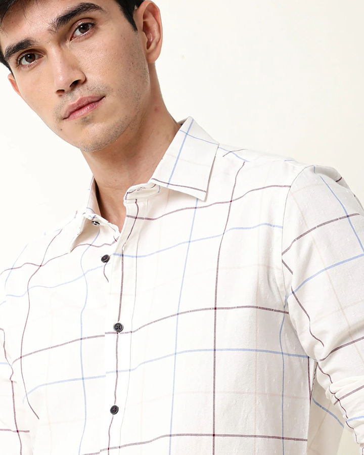 White Colored Cotton Duplin Checks Shirt