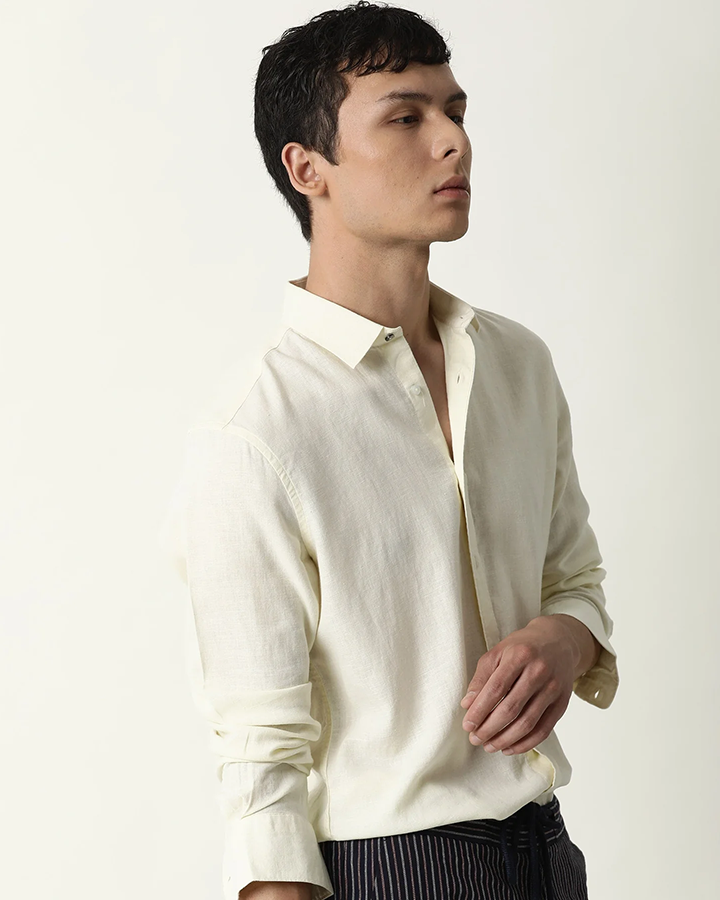 Light Yellow Colored Linen Shirt