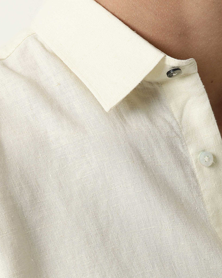 Light Yellow Colored Linen Shirt