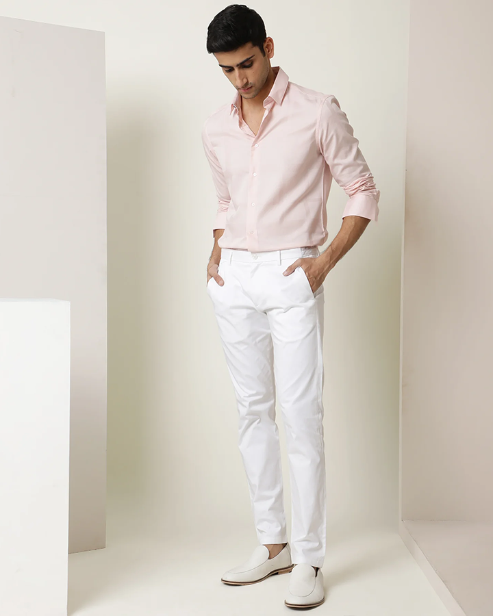 Light Pink Colored Cotton Solid Shirt