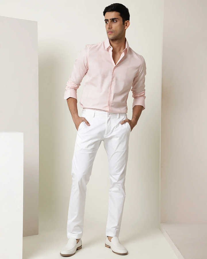 Light Pink Colored Cotton Solid Shirt