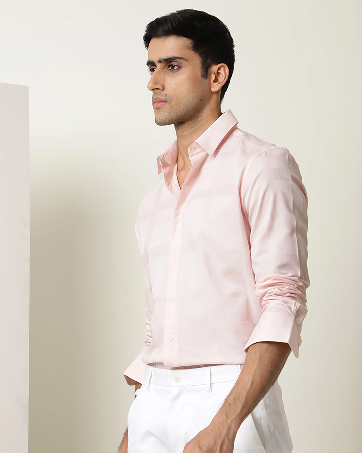 Light Pink Colored Cotton Solid Shirt