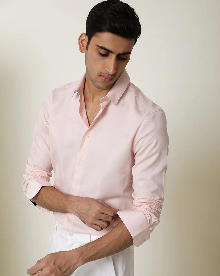 Light Pink Colored Cotton Solid Shirt