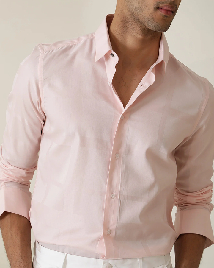 Light Pink Colored Cotton Solid Shirt