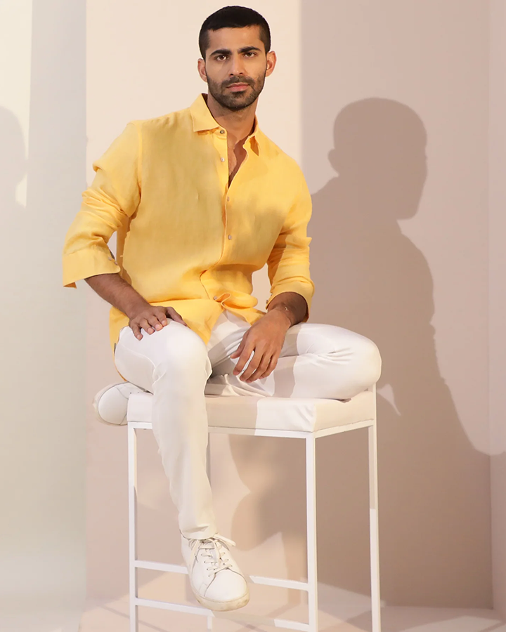 Premium Yellow Colored Linen Shirt