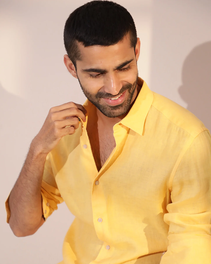 Premium Yellow Colored Linen Shirt