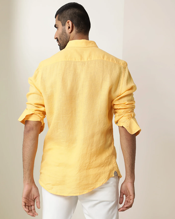 Premium Yellow Colored Linen Shirt