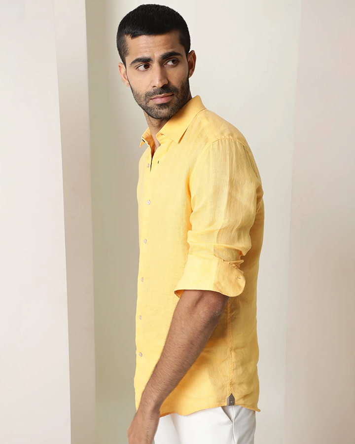 Premium Yellow Colored Linen Shirt