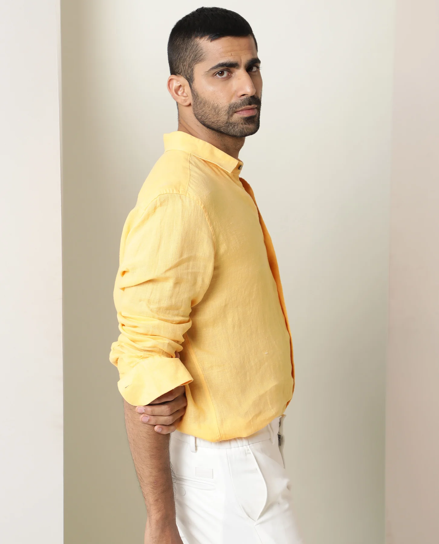 Premium Yellow Colored Linen Shirt