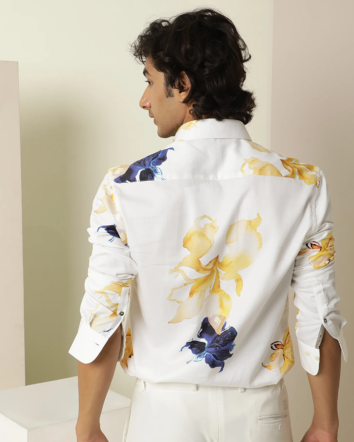 Peary White Colored Floral Printed Shirt