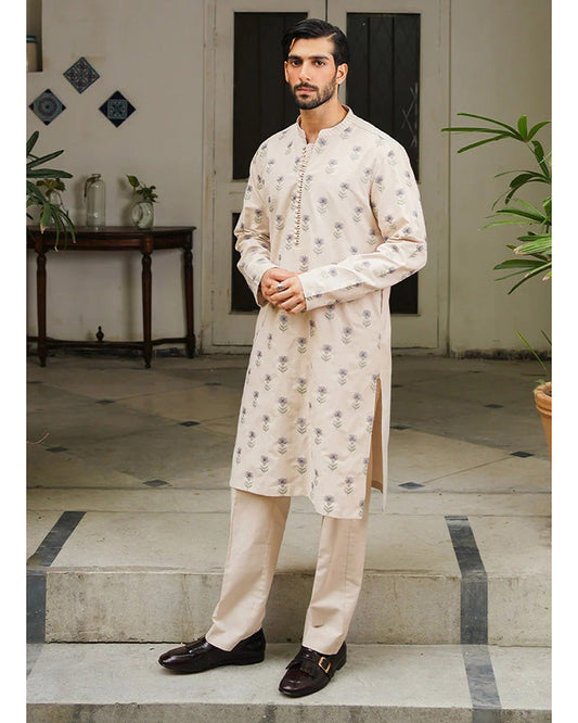 Peach Beige Colored Festive Kurta