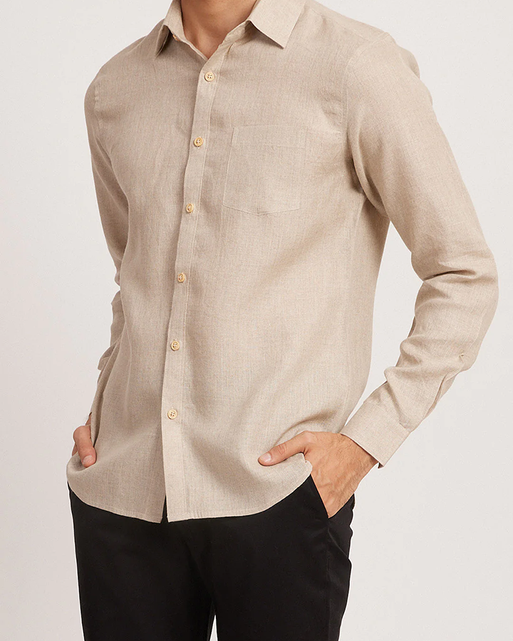 Latest Beige Colored Cotton Linen Shirt