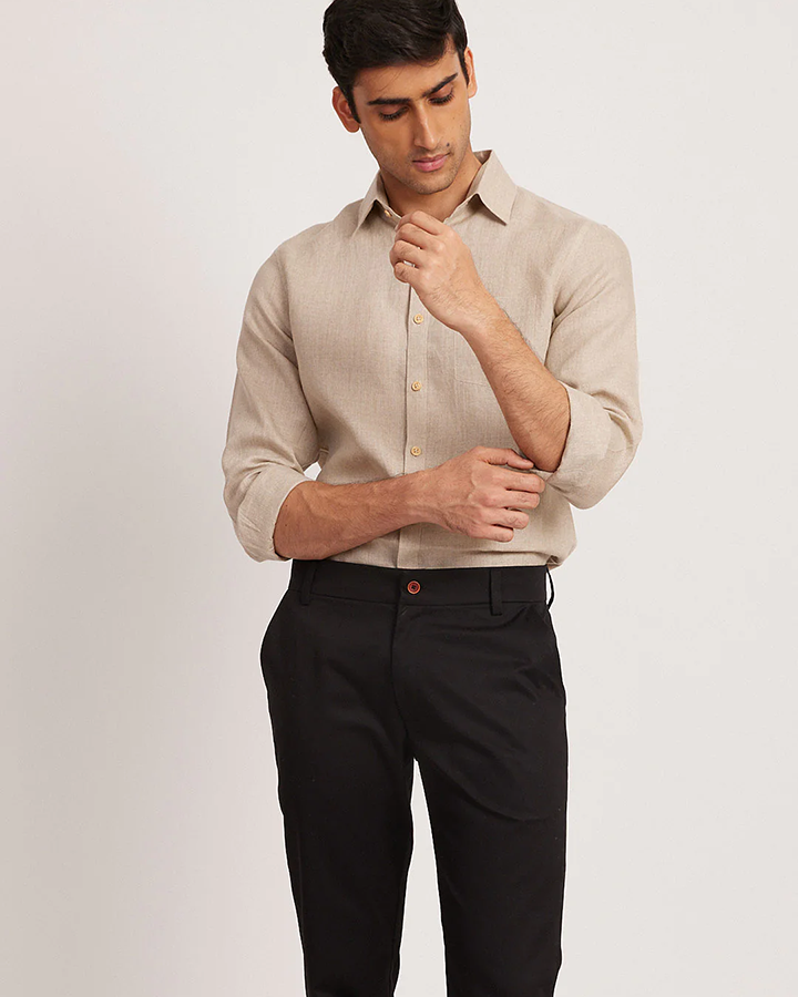 Latest Beige Colored Cotton Linen Shirt