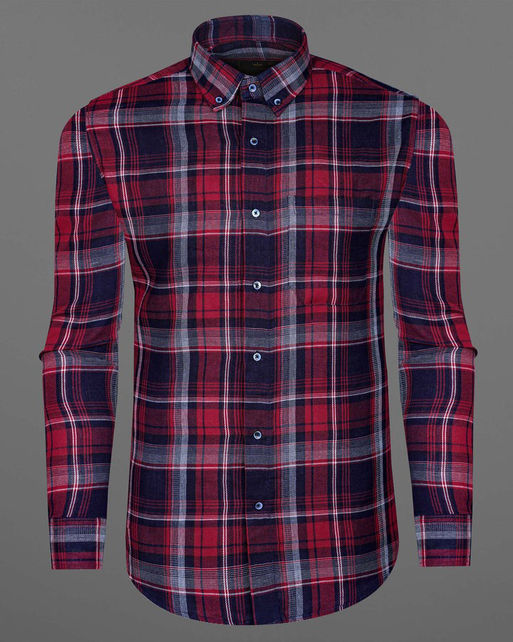 Red Color Checks Rayon Full Sleeve Shirt