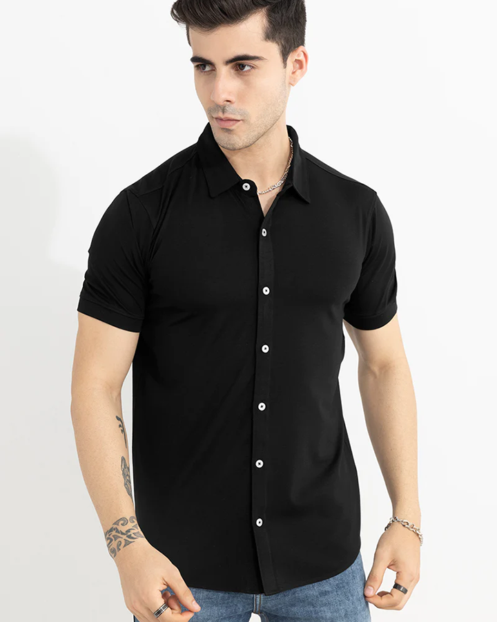 Fancy Black Colored Cotton Shirt