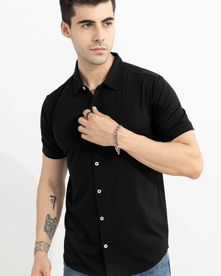 Fancy Black Colored Cotton Shirt