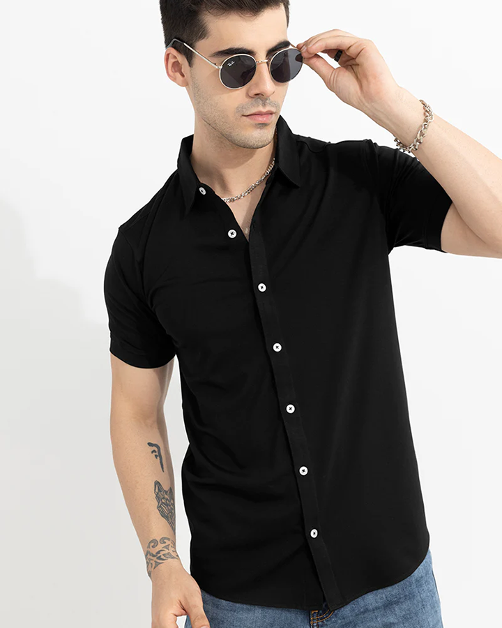 Fancy Black Colored Cotton Shirt