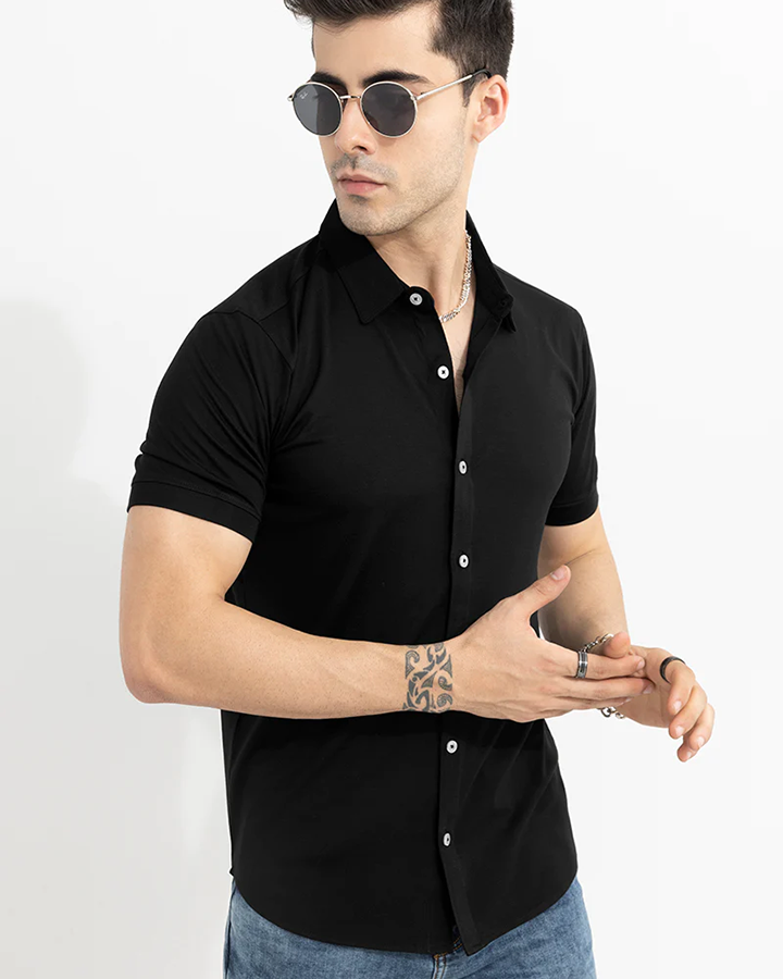 Fancy Black Colored Cotton Shirt