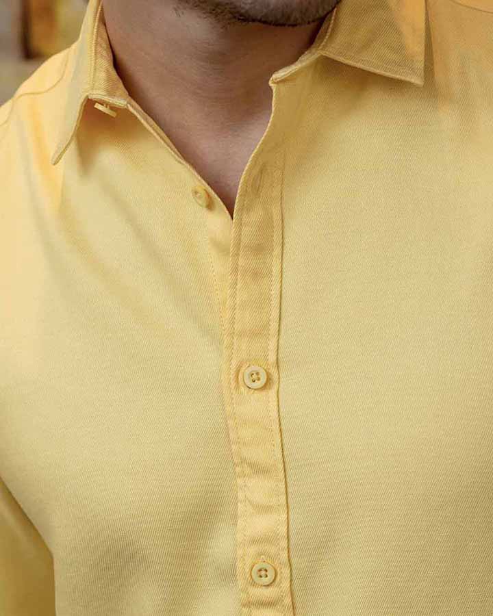 Latest Yellow Colored Linen Solid Shirt